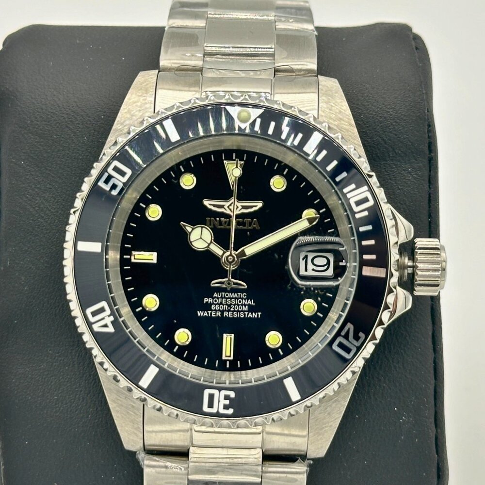BRAND NEW Invicta Pro Diver Sub-Mariner AUTOMATIC Black Dial SS Bracelet Watch